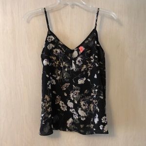 Sheer black and purple floral camisole